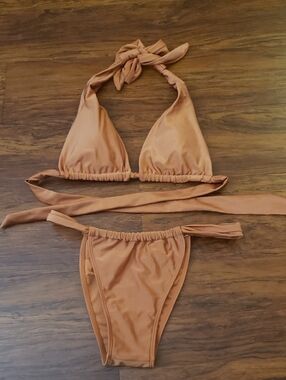 Somerfield Swim Rust-Tan Bikini Set Size Small Trendy Feminine Boho Summer